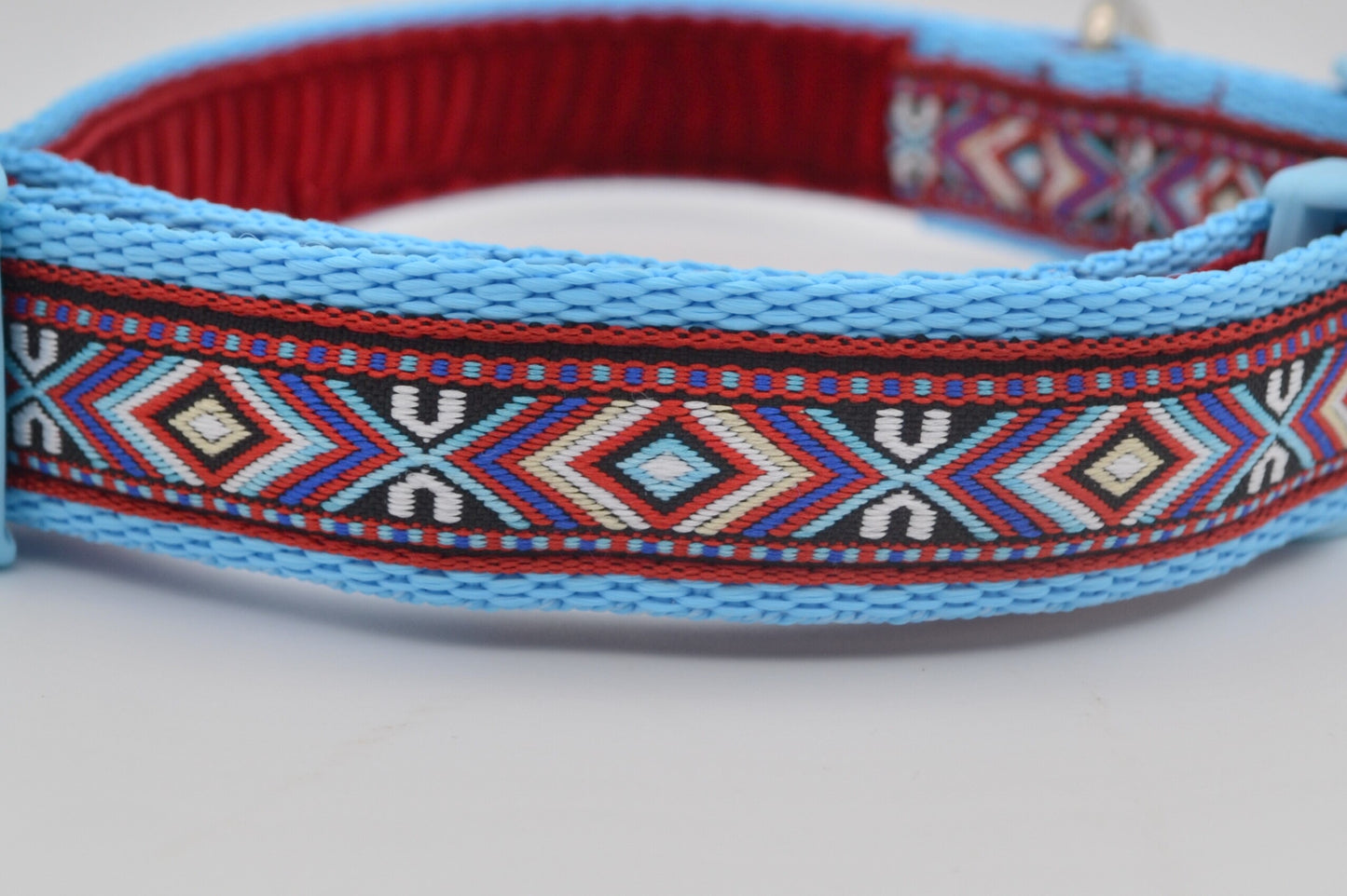 Red or Pink on Blue Southwestern Tribal Pattern Collar 25mm