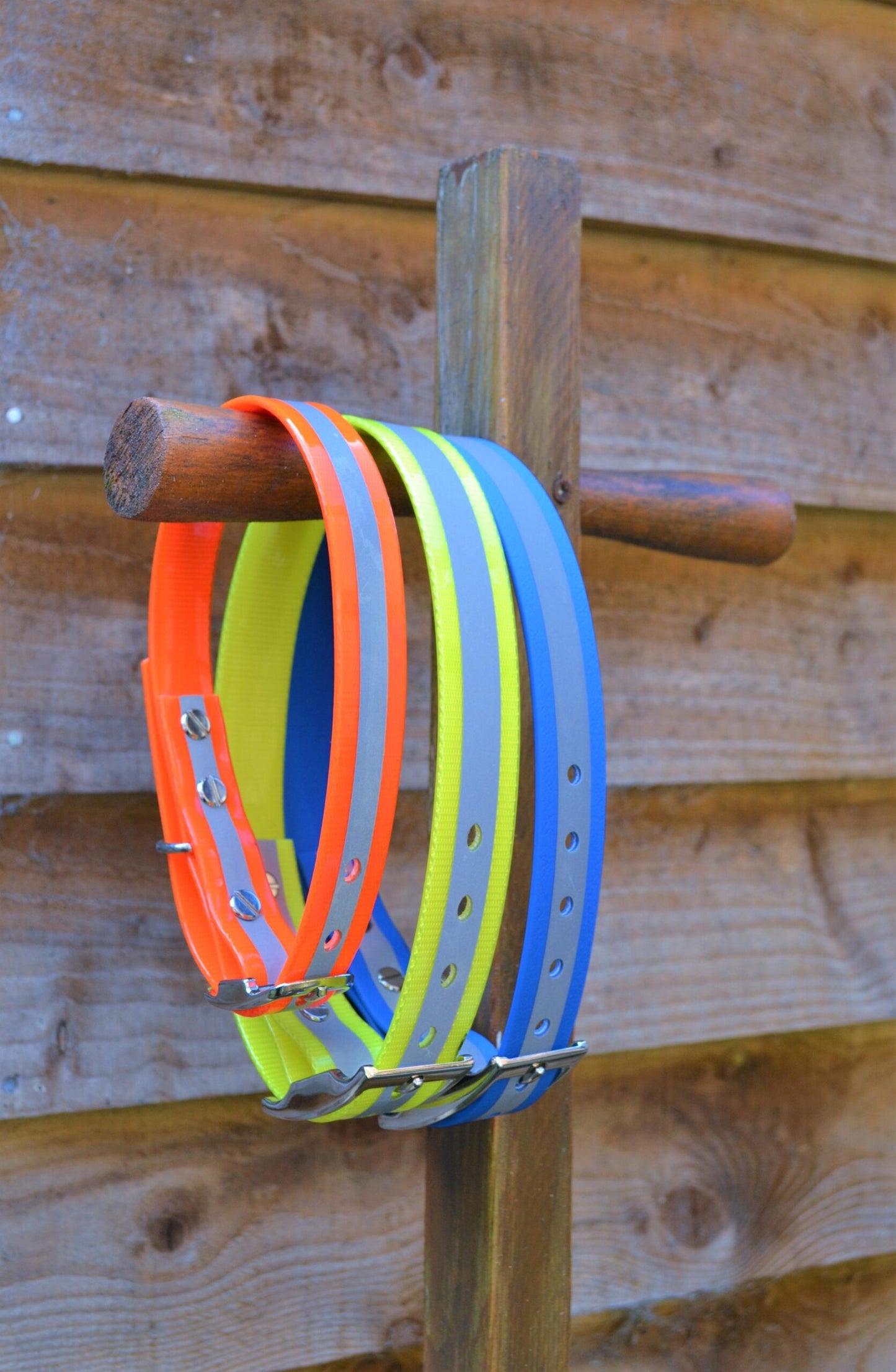Reflective Hi Vis Blue Waterproof Coated Webbing Collar 25mm