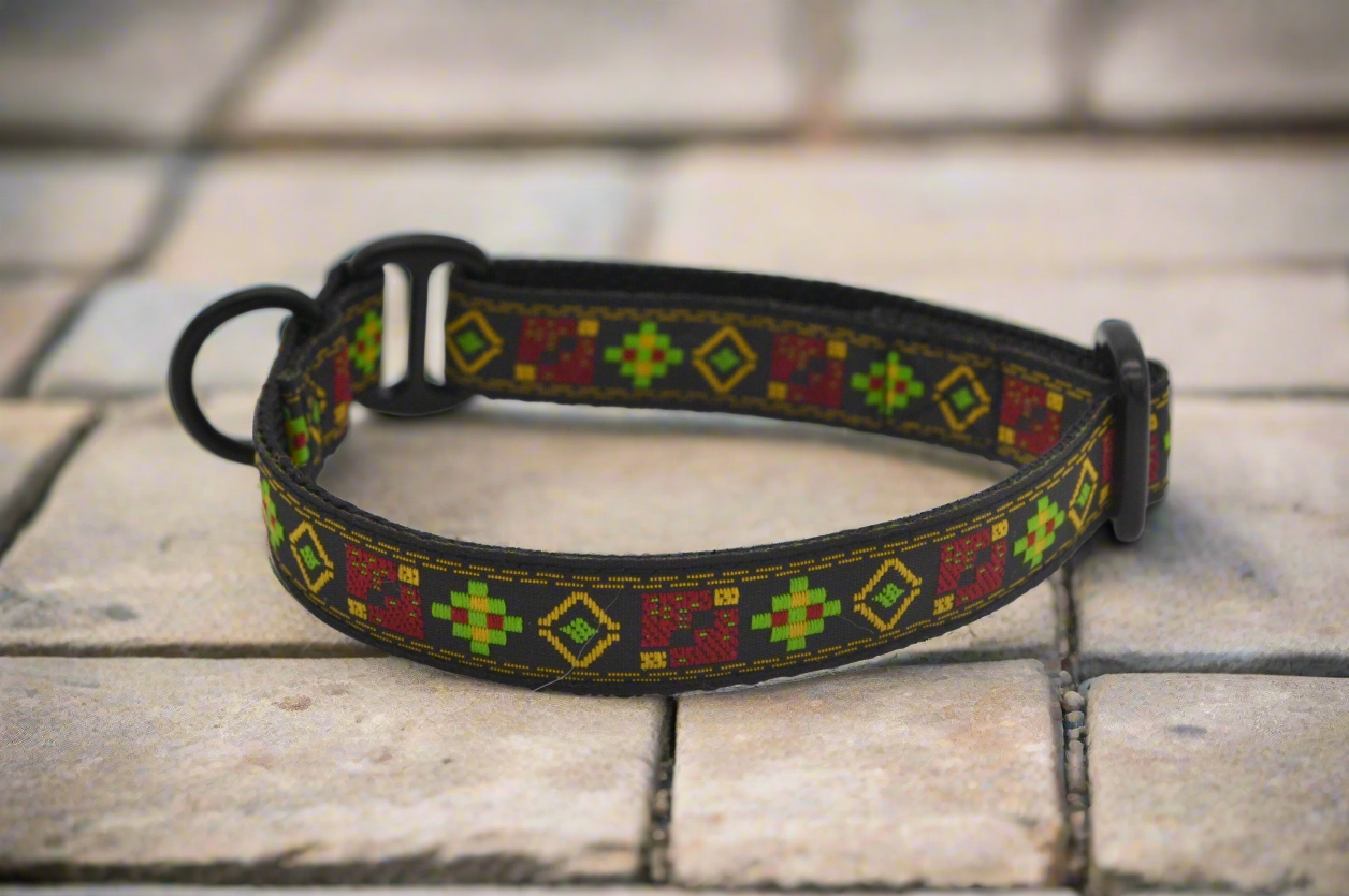 8-12" Black Tribal Shapes Pattern House Collar