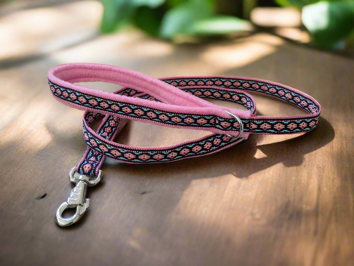 Pink/Navy Southwestern Pattern Collar & Lead Set