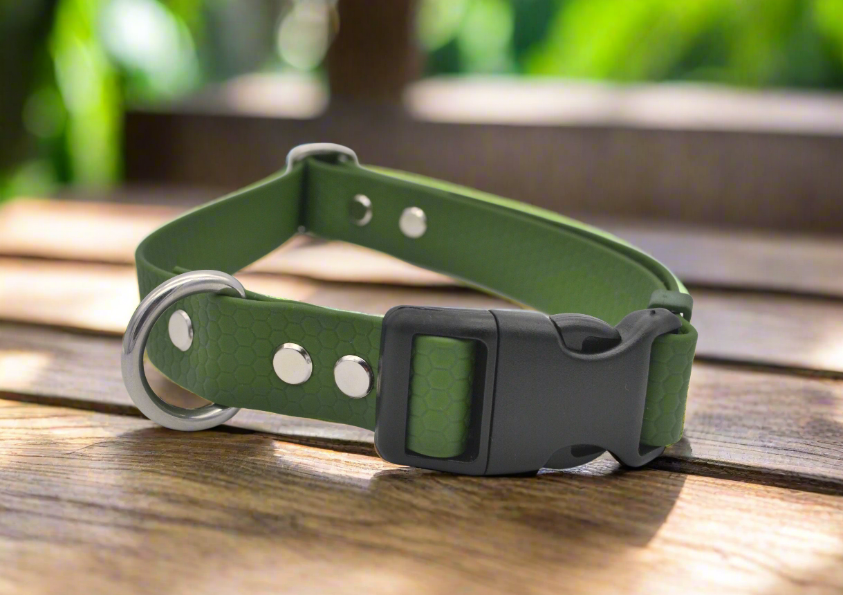 Army Green/Kerosene Waterproof Coated Webbing Buckle Collar 25mm