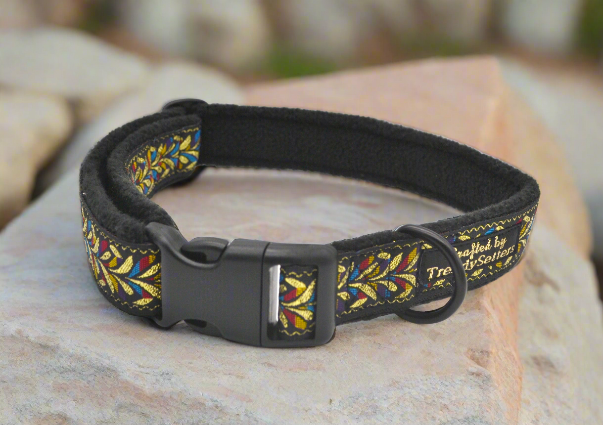 14-22" Black Flower Rainbow Pattern Collar