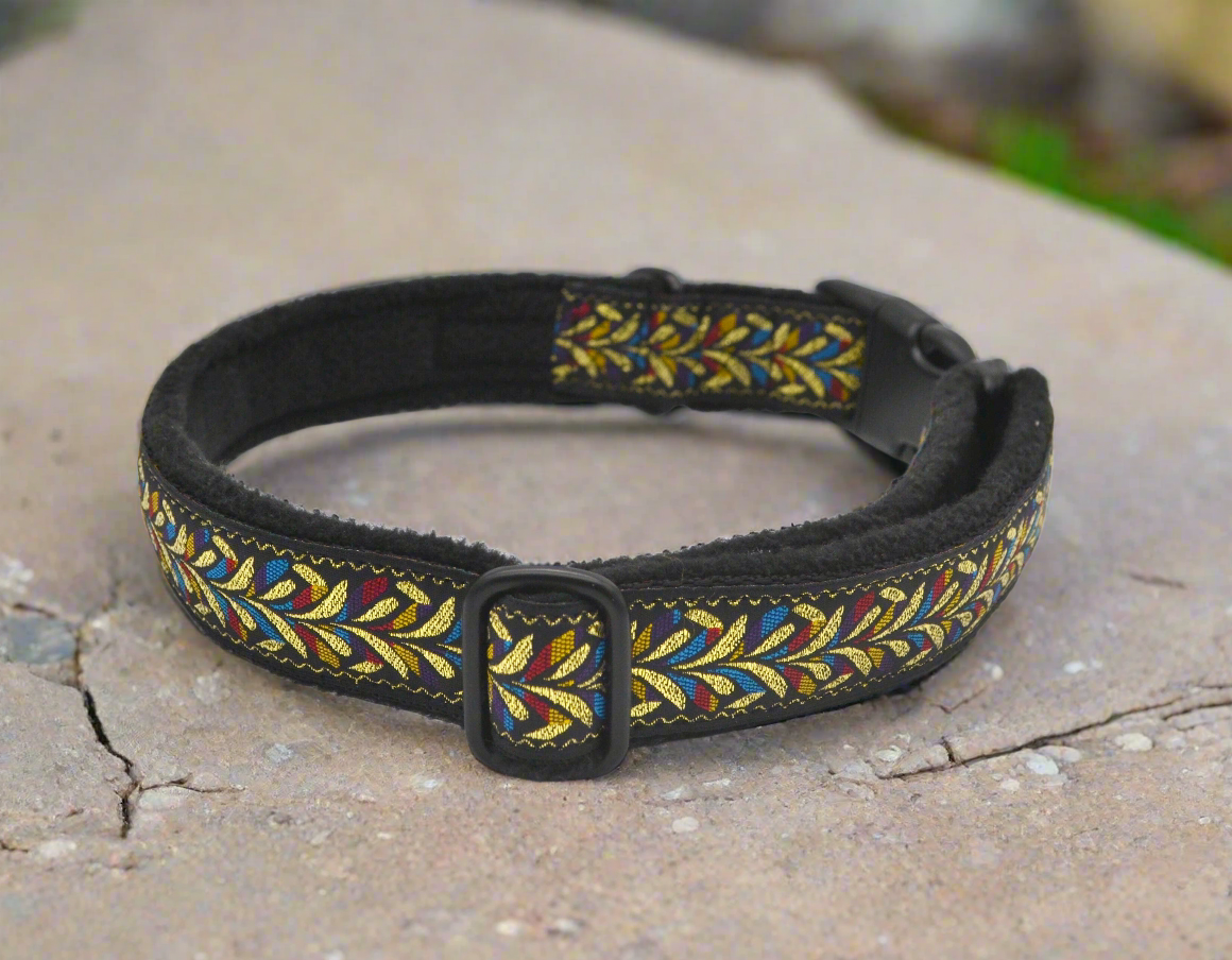 14-22" Black Flower Rainbow Pattern Collar