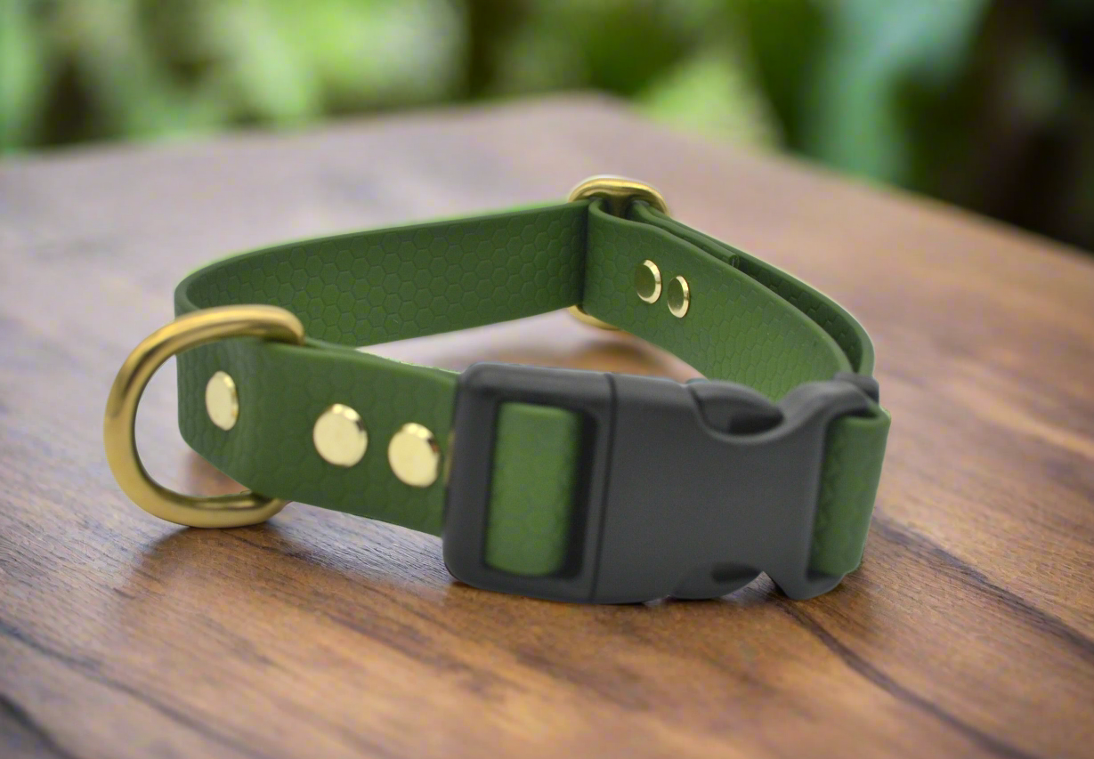 Army Green/Kerosene Waterproof Coated Webbing Buckle Collar 25mm