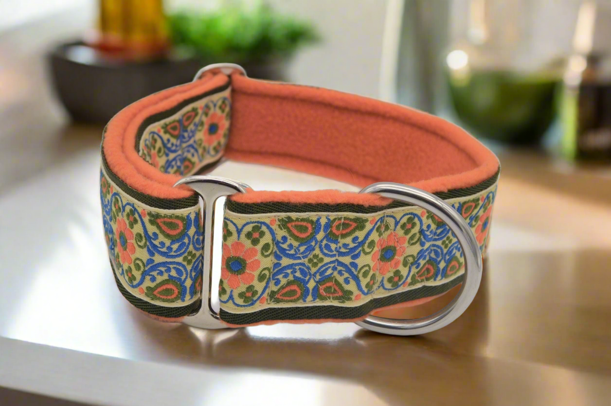 Vintage Orange Floral House Collar 13-19.5"