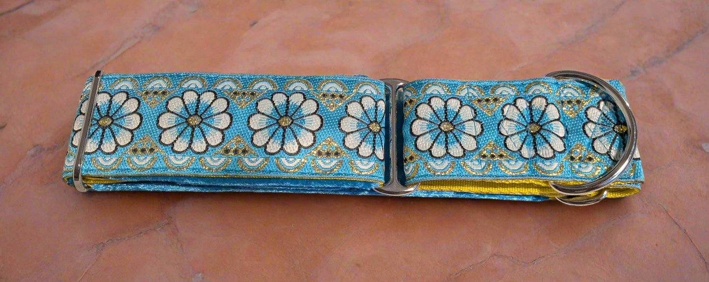 Sky Blue Flower Pattern 50mm Martingale Collar