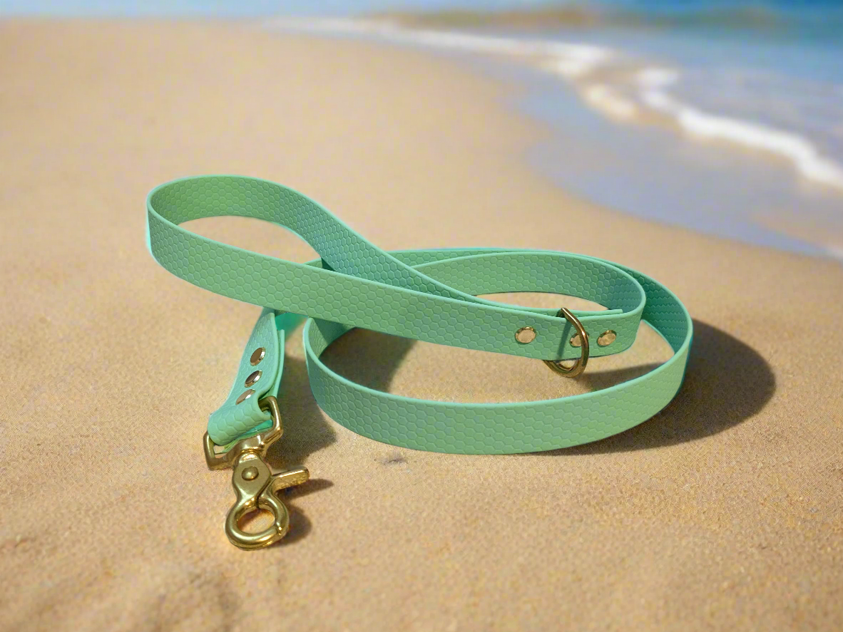 Caribbean Green Waterproof Coated Webbing Lead 25mm