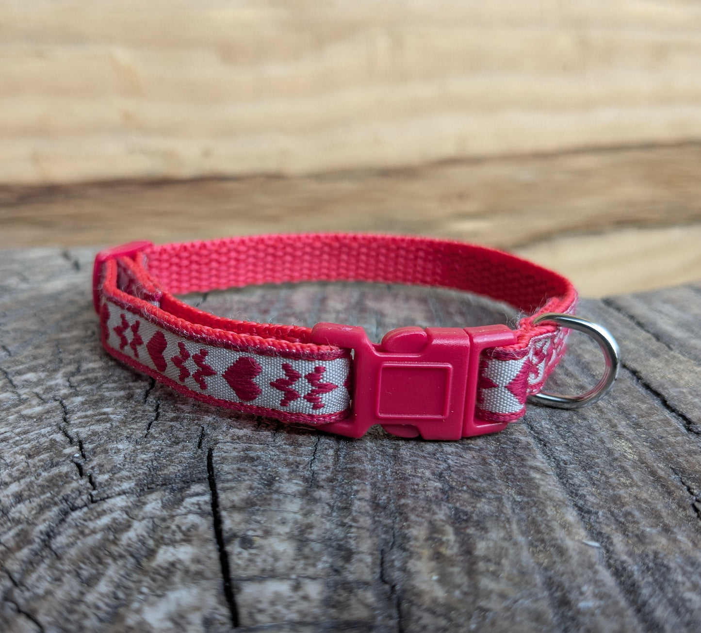 Red Hearts Pattern Cat Collar (Safety Buckle)