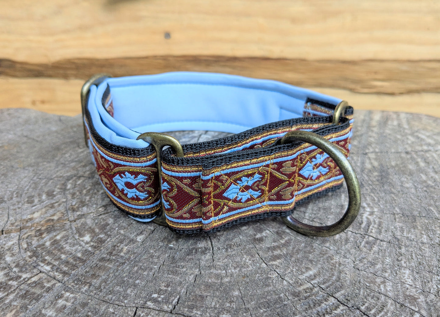 Maroon/Blue Renaissance Pattern 38mm Martingale Collar