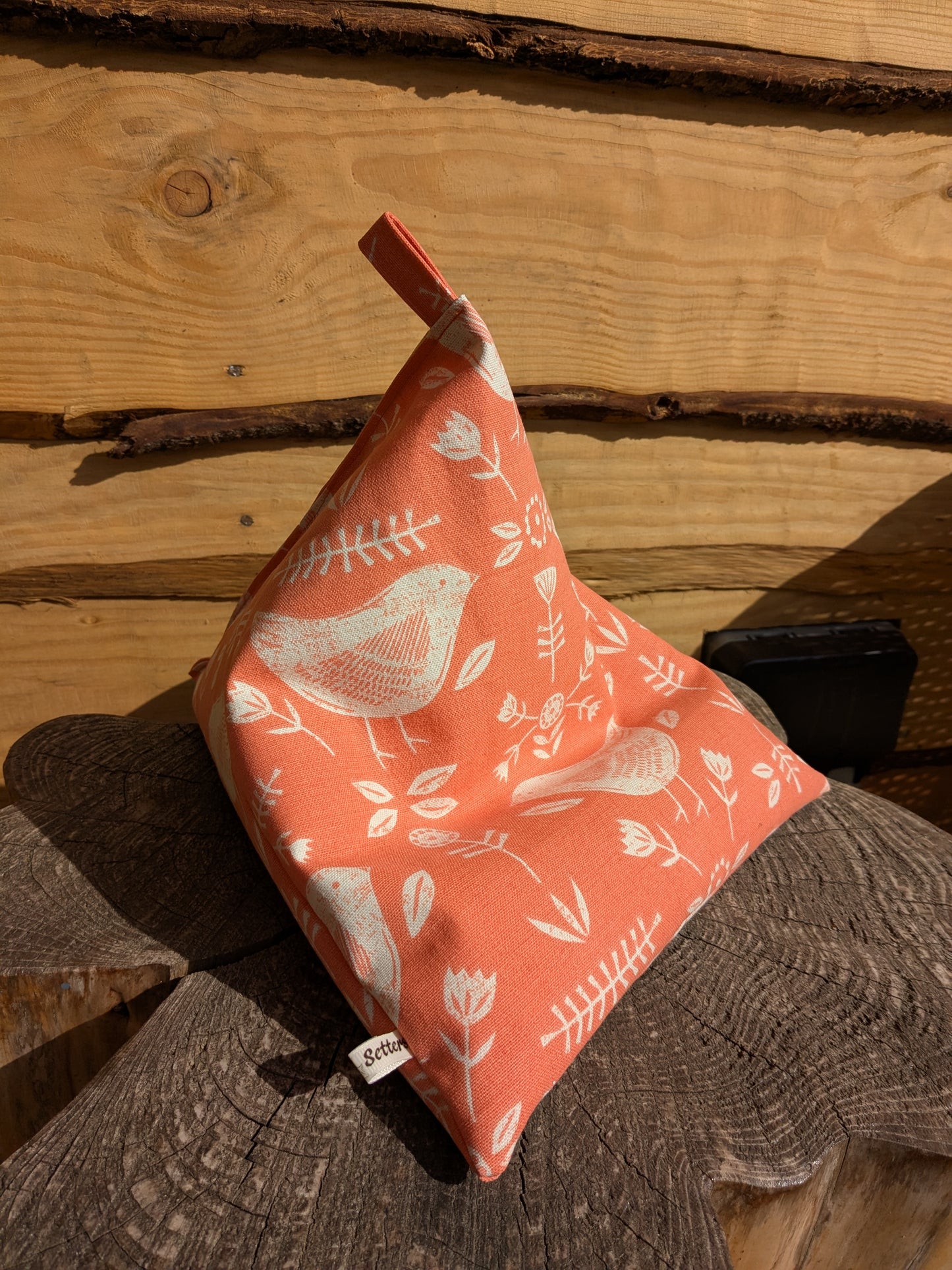 Tablet/Kindle/iPad Bean Bag Cushion Stand- Birds On Orange