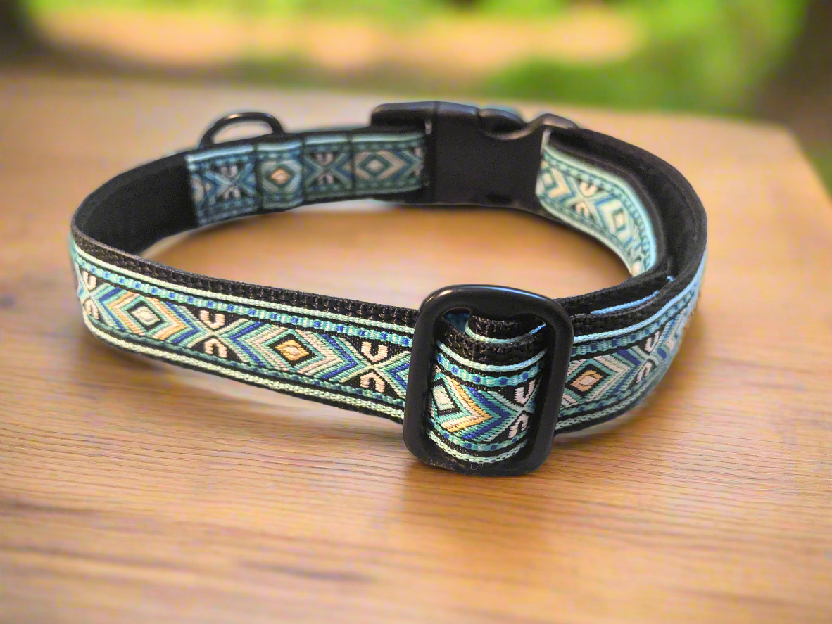Blue/Black Southwestern Tribal Pattern Collar 25mm