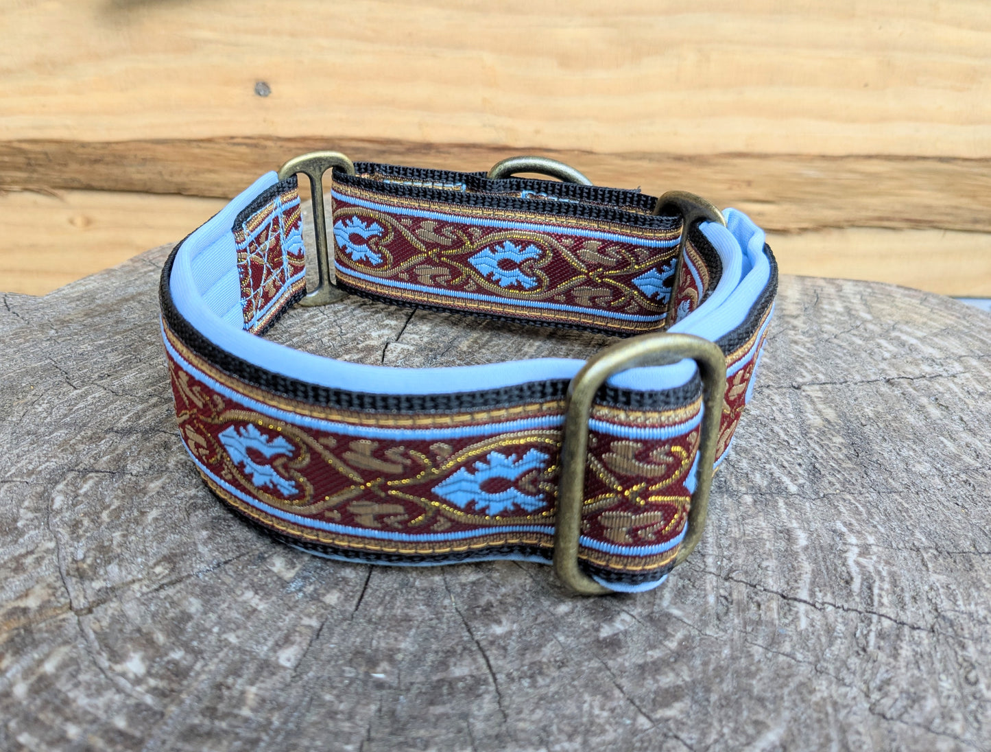 Maroon/Blue Renaissance Pattern 38mm Martingale Collar