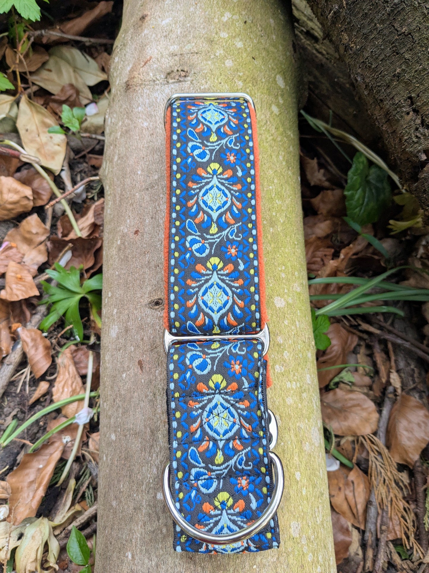Blue/Russet Woven Pattern 50mm Martingale Collar