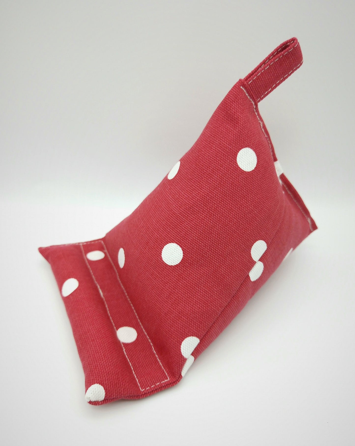 Mobile Phone Bean Bag Cushion Stand/Holder- Red Polka Dot