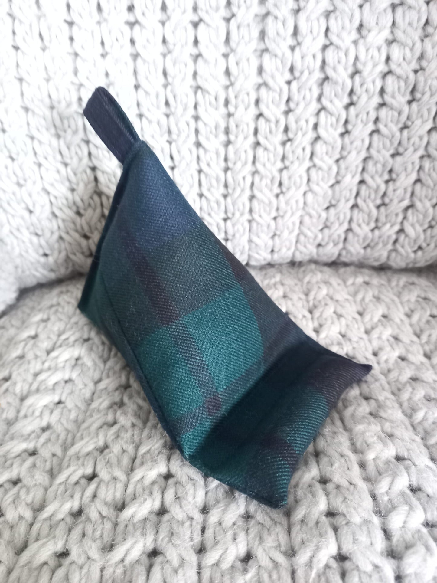 Mobile Phone Bean Bag Cushion Stand/Holder- Green Tartan