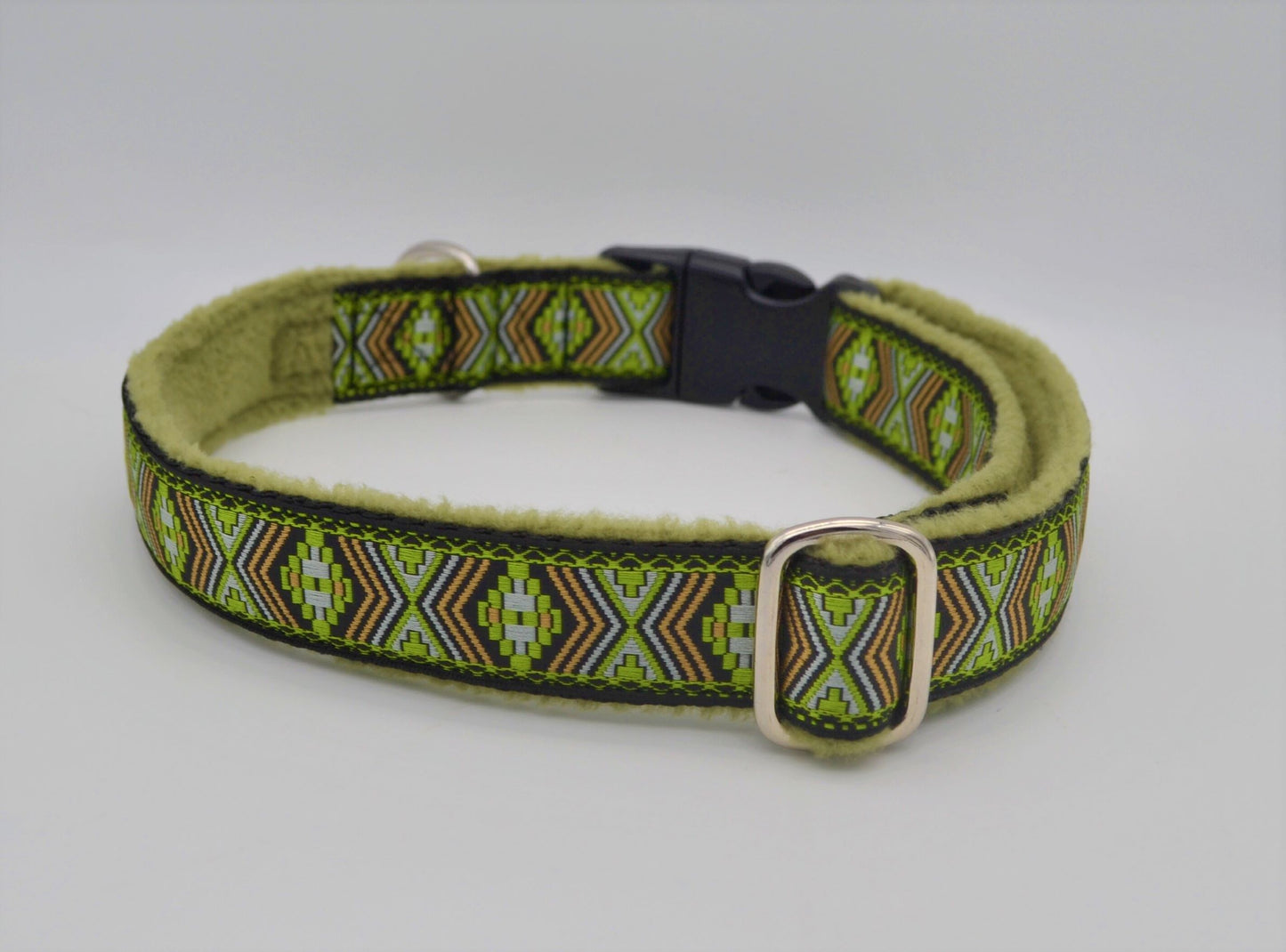 Green Aztec Pattern Collar (Antifreeze or Slip Through Buckle)