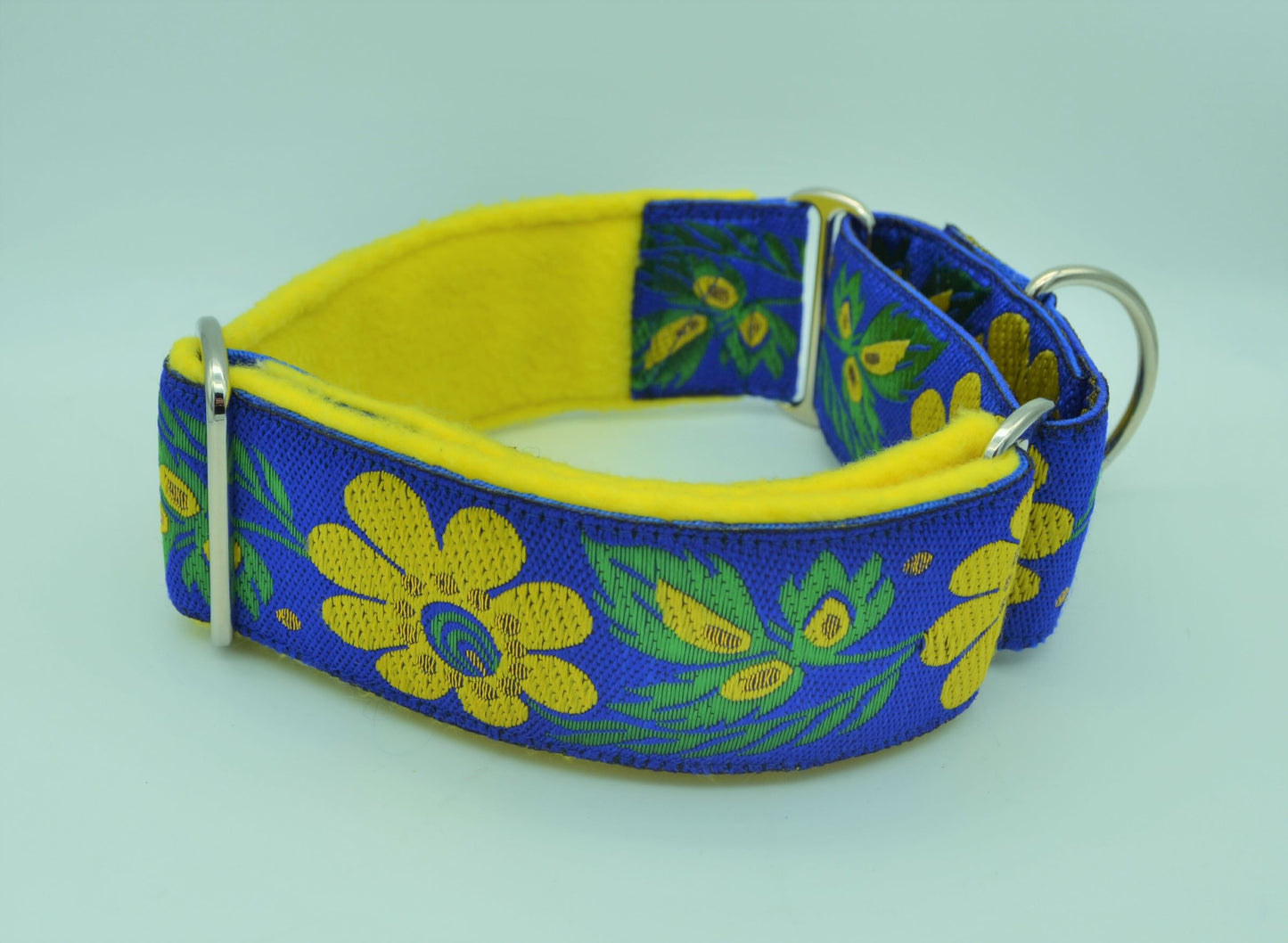 15-21" Blue/Yellow Floral Pattern 50mm Martingale Collar