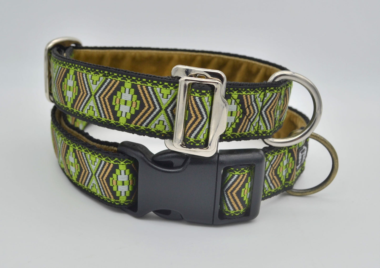 Green Aztec Pattern Collar (Antifreeze or Slip Through Buckle)