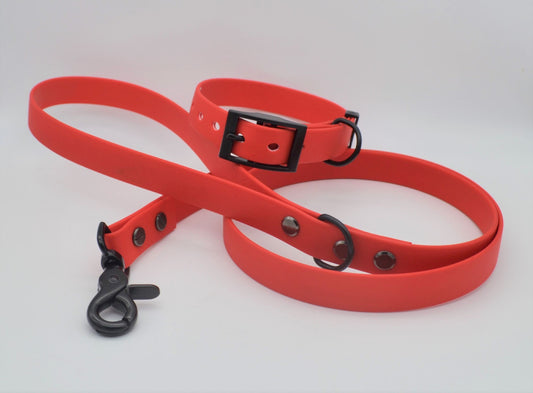 Red Waterproof Coated Webbing Collar 20mm Collar & Lead Set