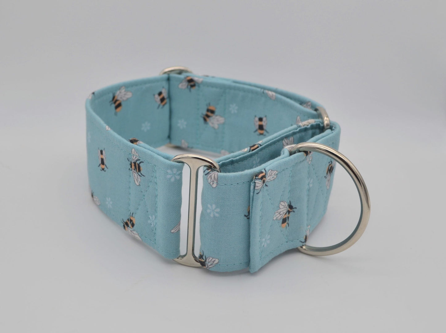 Bees on Blue Pattern 50mm Fabric Martingale Collar