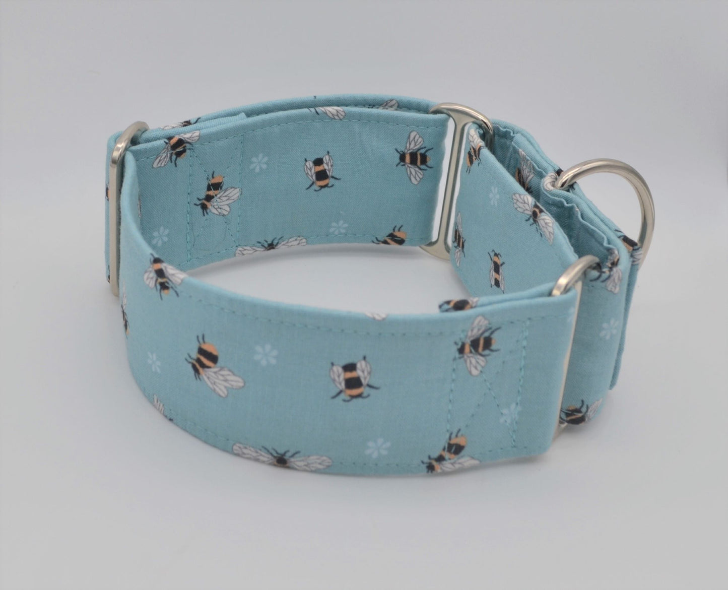 Bees on Blue Pattern 50mm Fabric Martingale Collar