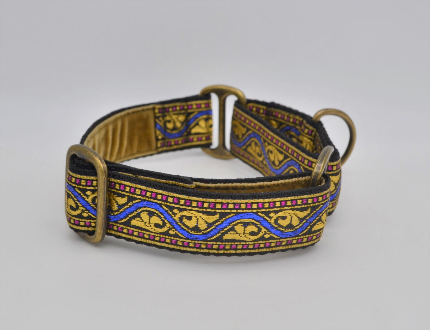 Gold/Blue Indian Martingale Collar (Antique Brass)