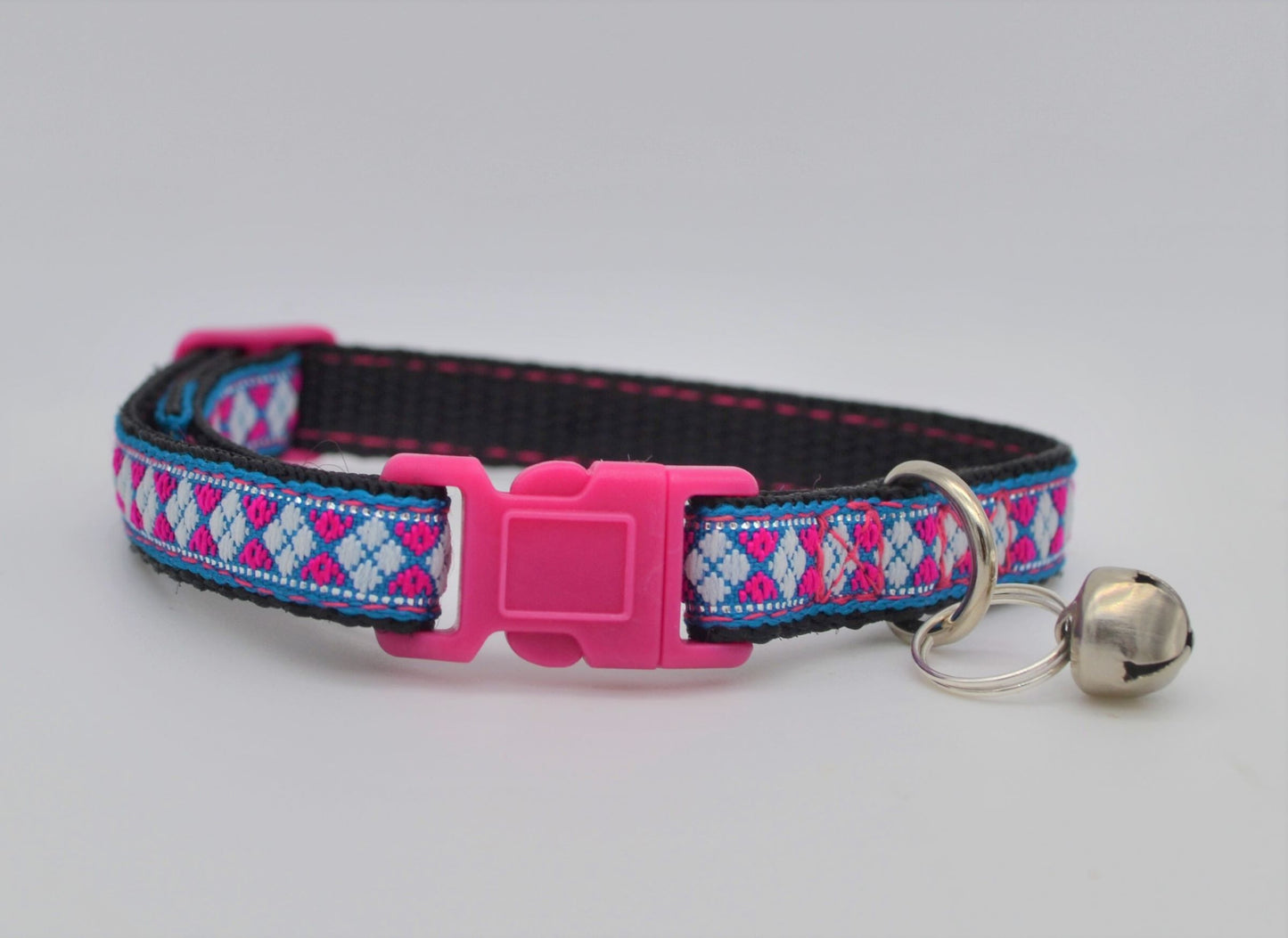 Pink/Blue Geometric Pattern Cat Collar (Safety Buckle)