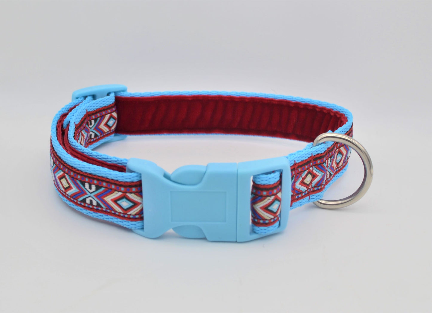 Red or Pink on Blue Southwestern Tribal Pattern Collar 25mm