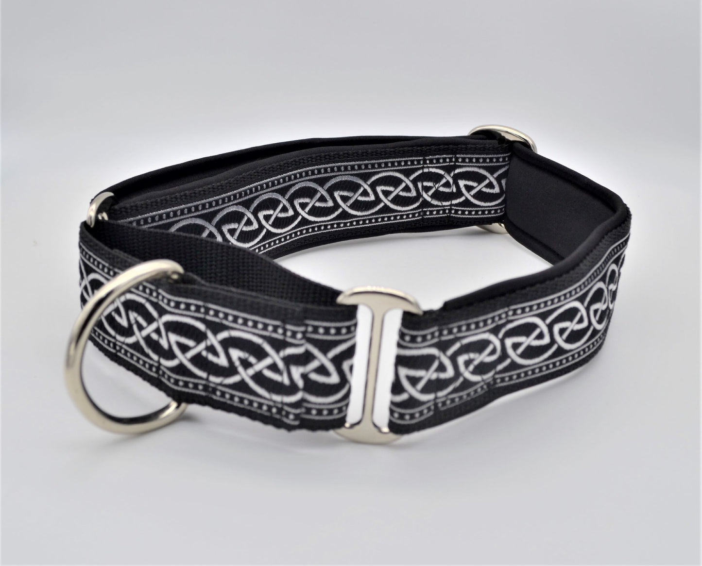 Black/Silver Celtic Pattern 38mm Martingale Collar