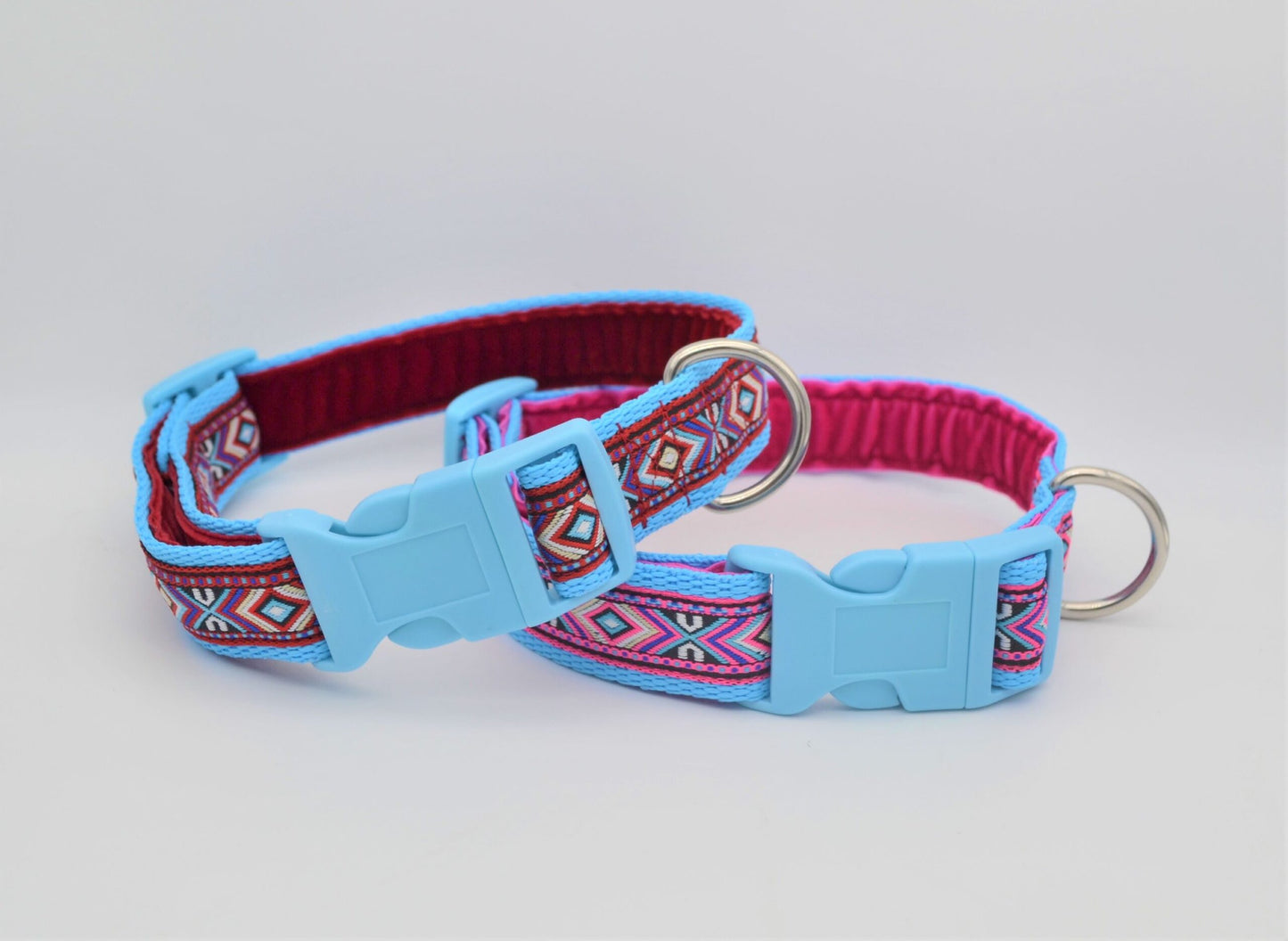 Red or Pink on Blue Southwestern Tribal Pattern Collar 25mm