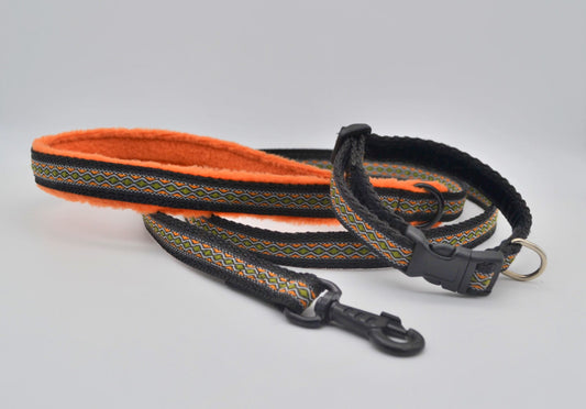 Orange/Black Tribal Pattern Collar & Lead Set