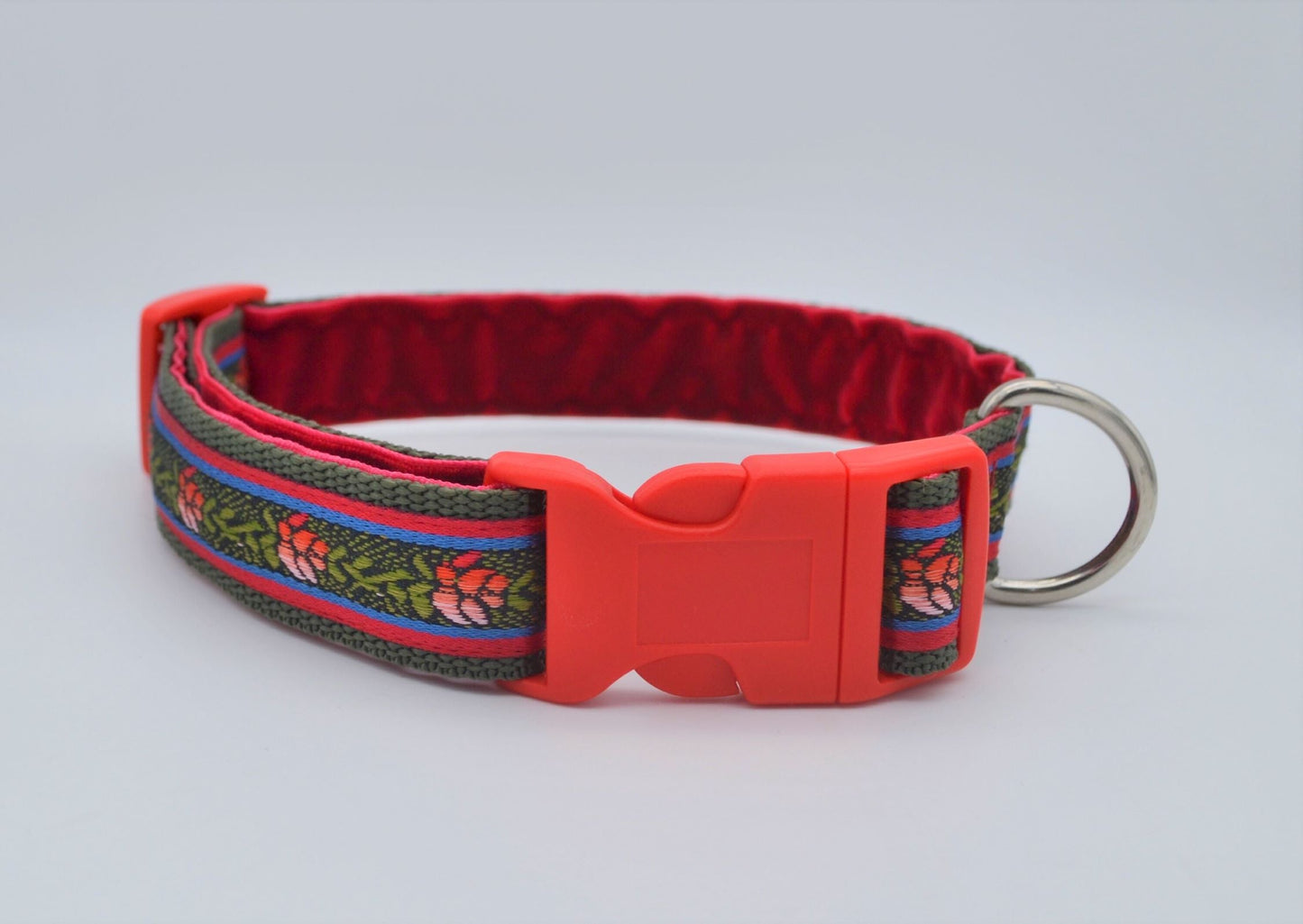 Red Rose Floral Pattern Collar 25mm