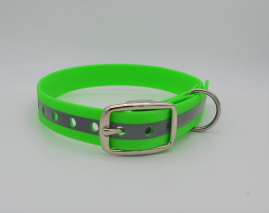 Reflective Green Hi Vis Waterproof Coated Webbing Collar 20mm