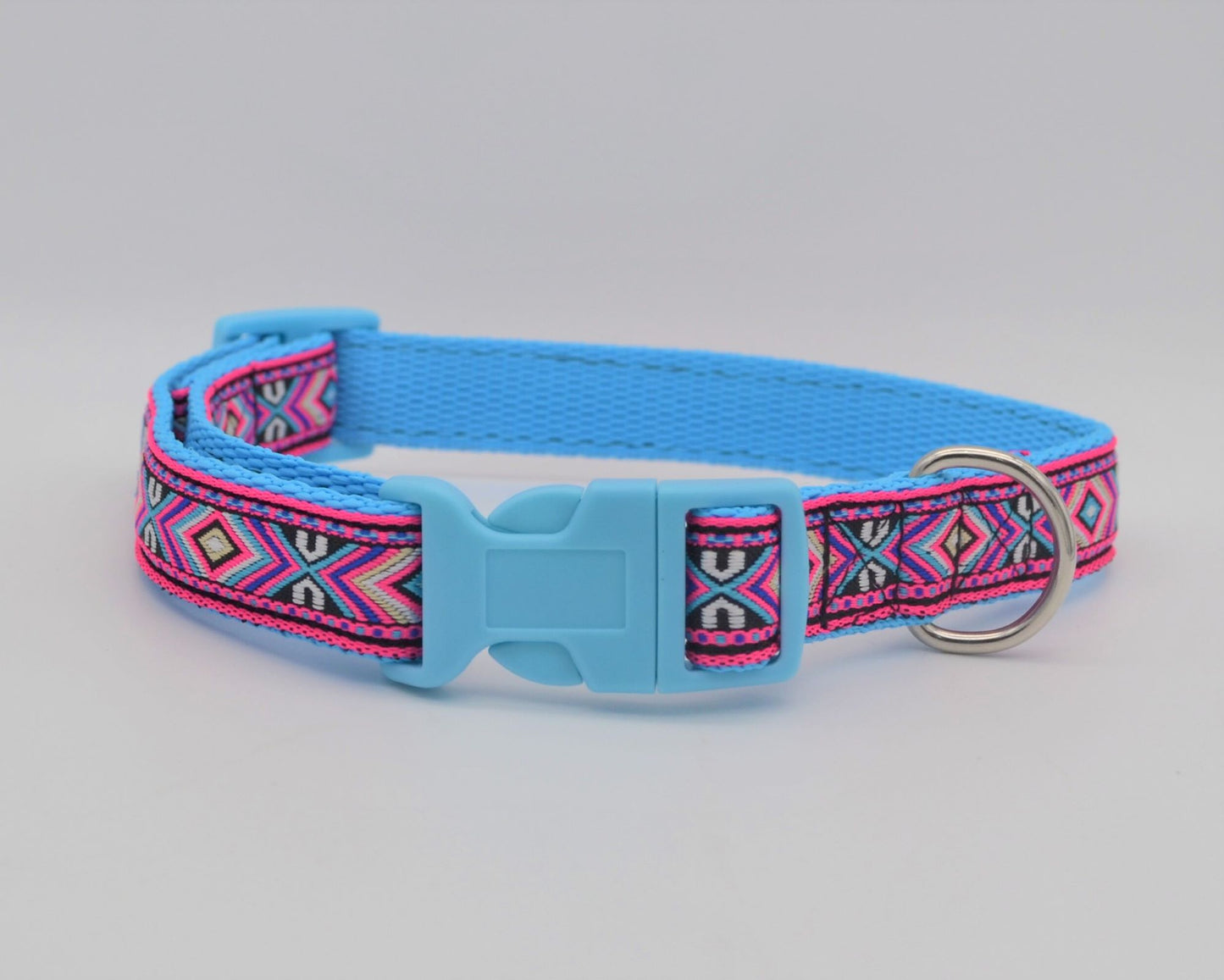 Red or Pink on Blue Southwestern Tribal Pattern Collar 20mm