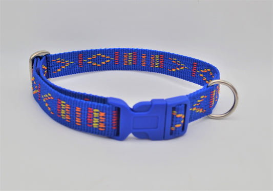 Mexican Weave Webbing Collar 20mm Blue