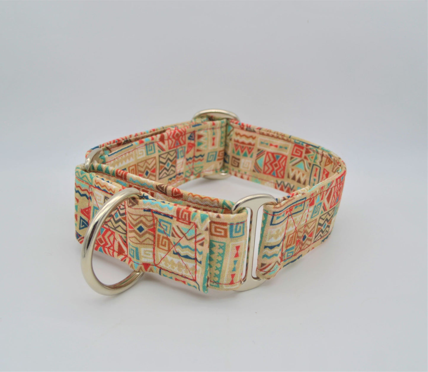 Sand Aztec/Greek Style Pattern 38mm Fabric Martingale Collar