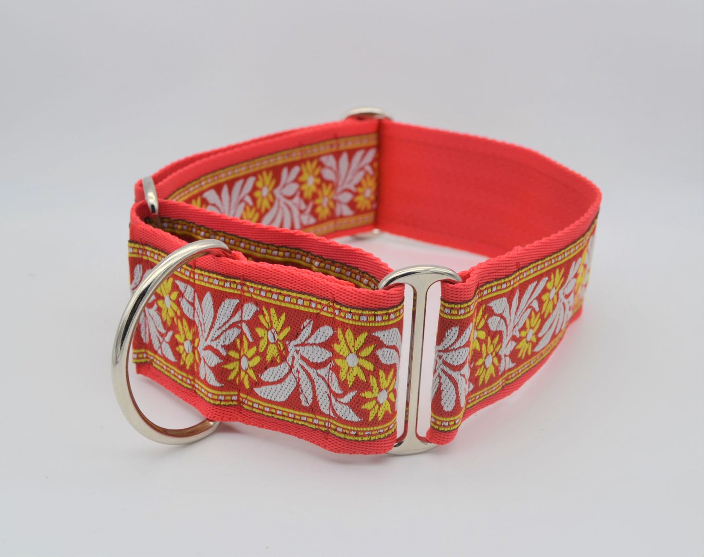 Red/Yellow Floral Pattern Martingale Collar 14-22"