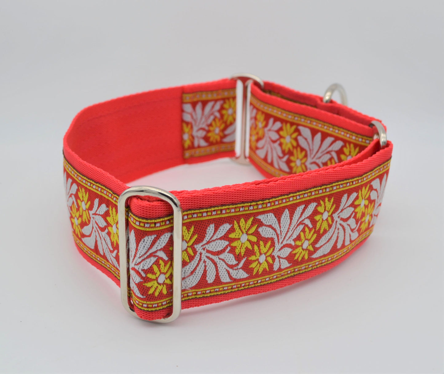 Red/Yellow Floral Pattern Martingale Collar 14-22"