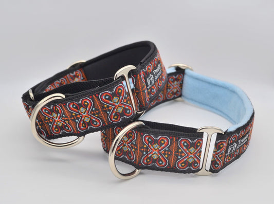 Red Tribal Symbols Pattern 38mm Martingale Collar (Neoprene or Fleece)