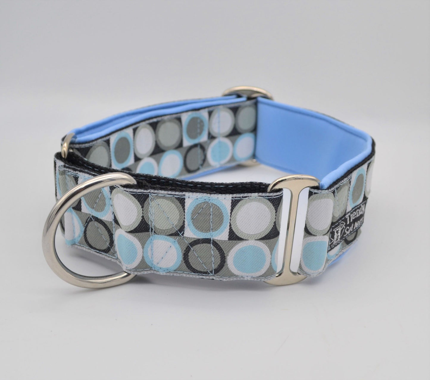 Blue Retro Circles Pattern 38mm Martingale Collar