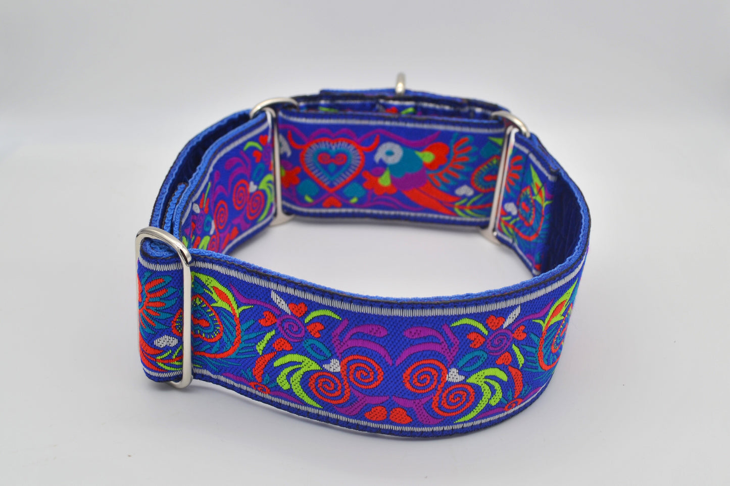 Blue Tropical Parrot Pattern 50mm Martingale Collar