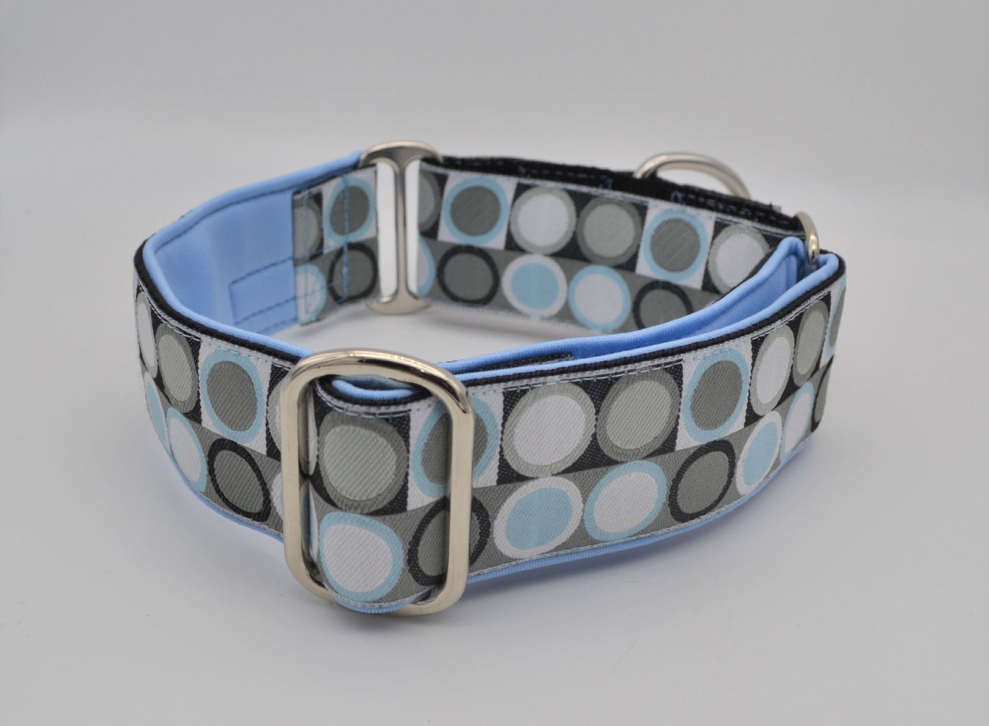 Blue Retro Circles Pattern 38mm Martingale Collar