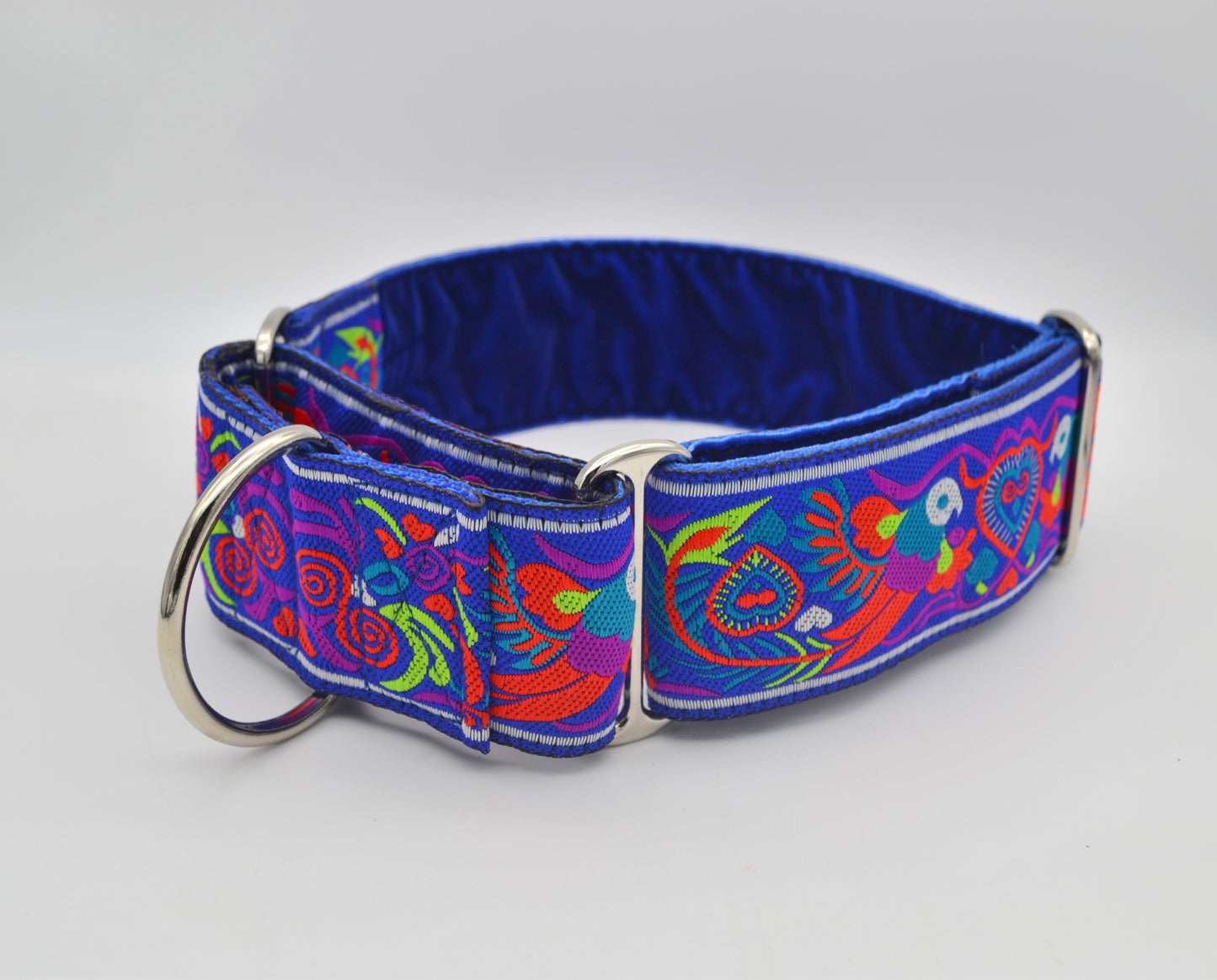 Blue Tropical Parrot Pattern 50mm Martingale Collar