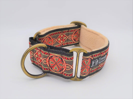 Red Medieval Pattern 38mm Martingale Collar