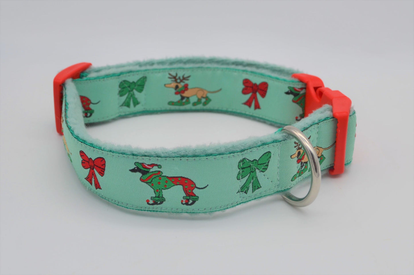 Mint Green Christmas Dogs Pattern Collar 12-18"