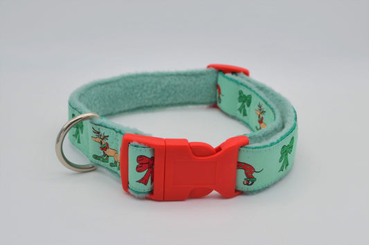 Mint Green Christmas Dogs Pattern Collar 12-18"