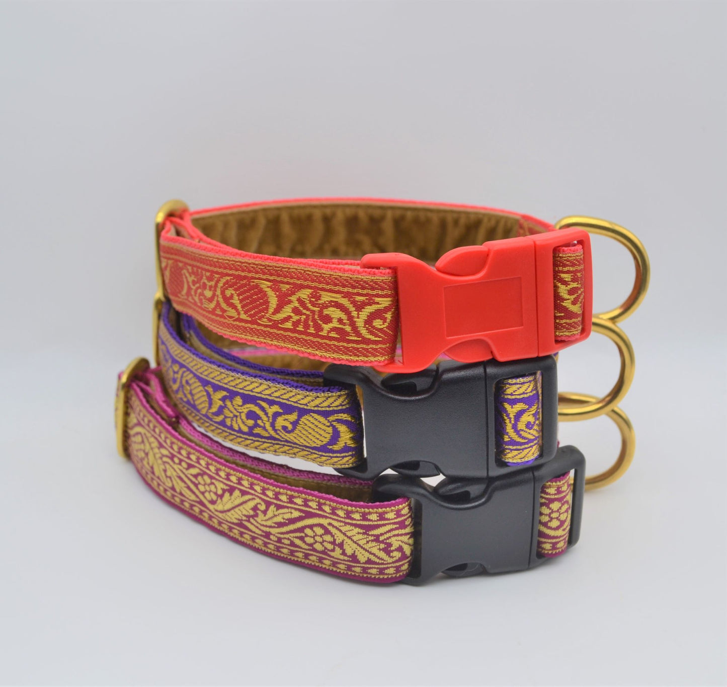 Pink/Gold Indian Brocade Pattern Collar (Antifreeze & Brass)