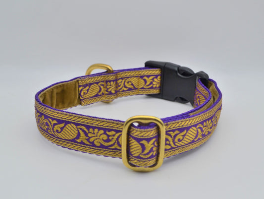 Purple/Gold Indian Brocade Pattern Collar (Antifreeze & Brass)