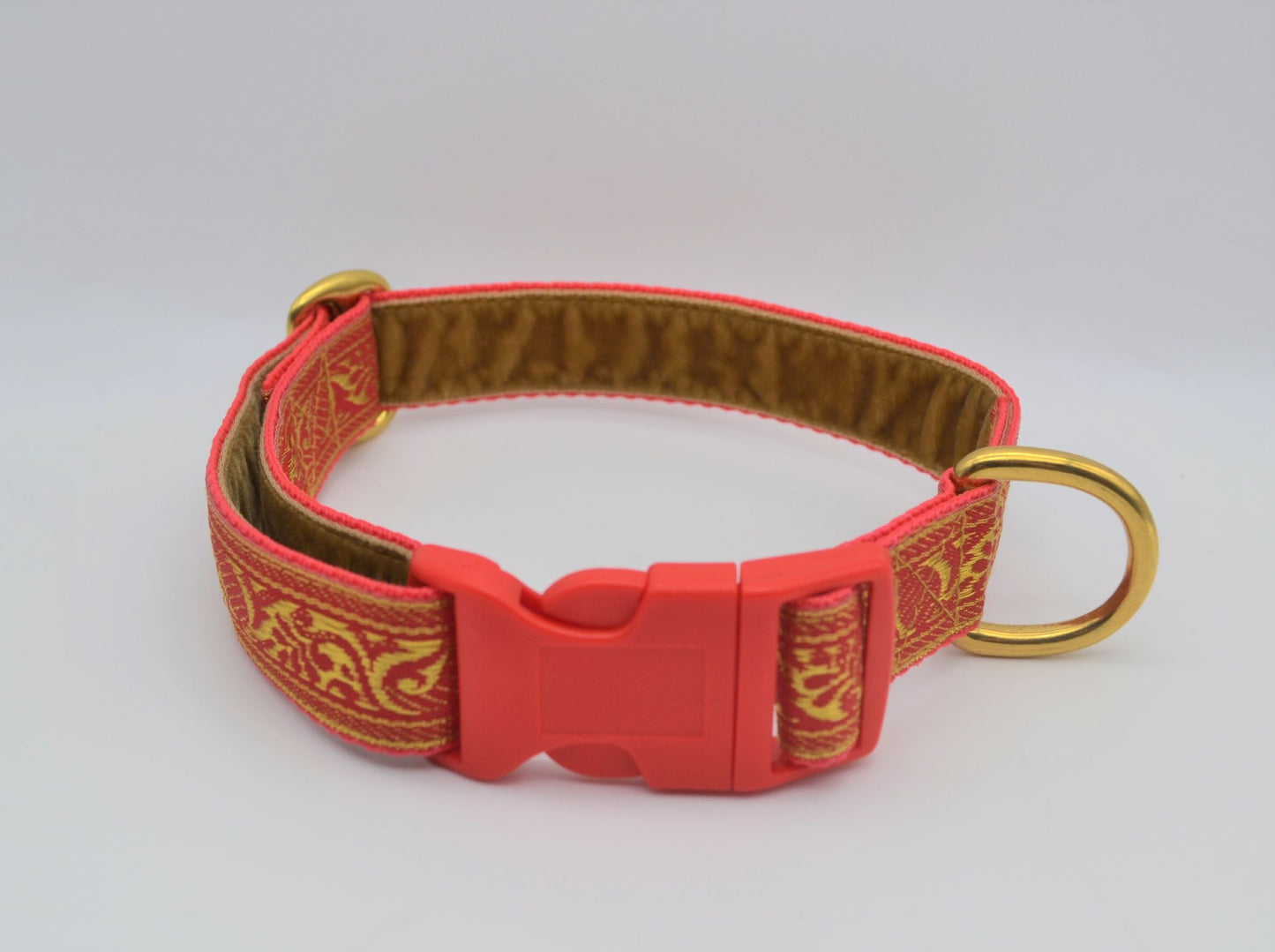 Red/Gold Indian Brocade Pattern Collar (Brass)