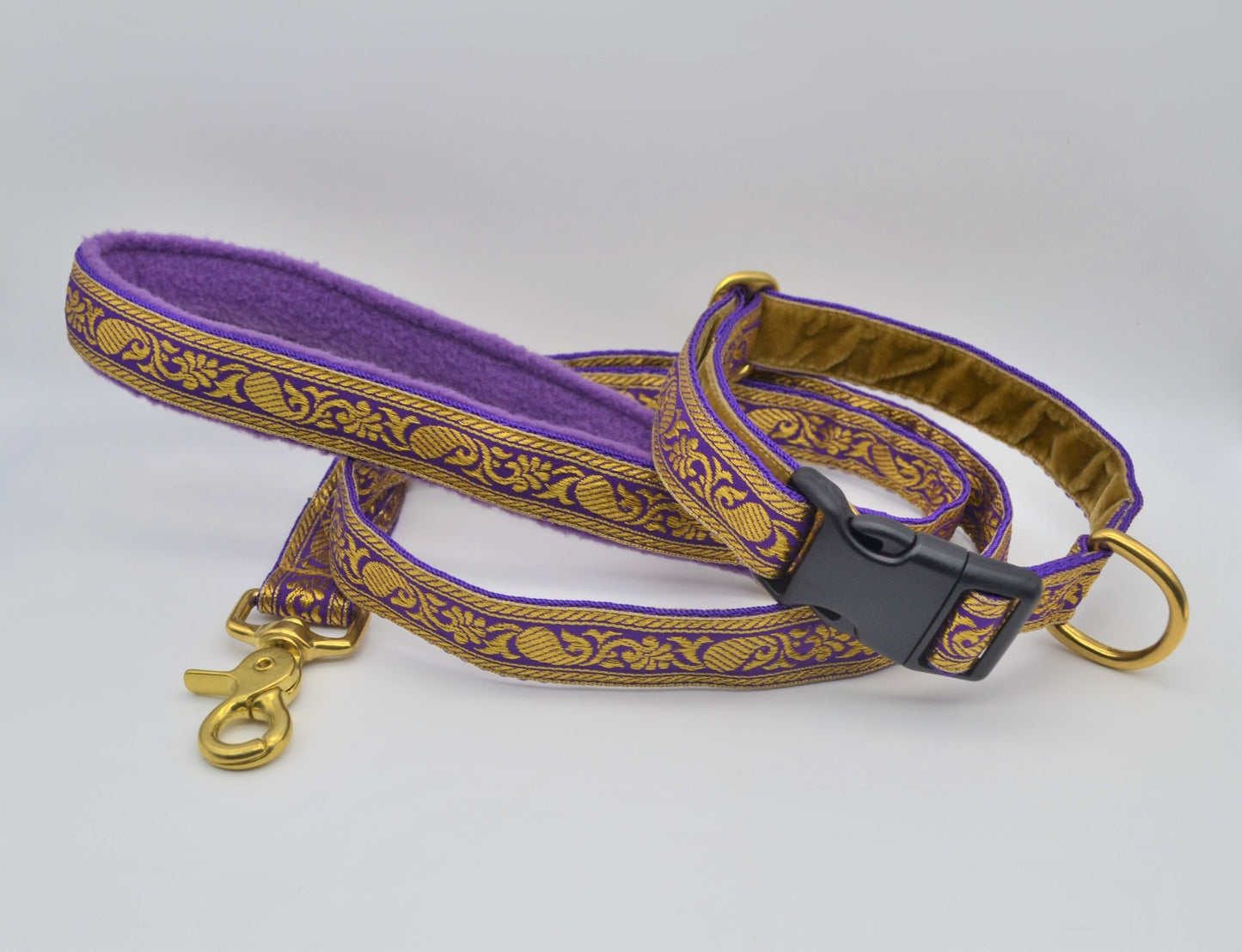 Purple/Gold Indian Brocade Pattern Collar (Antifreeze & Brass)